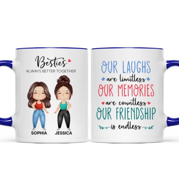 Our Laughs Are Limitless Doll Besties Watercolor Personalized Mug