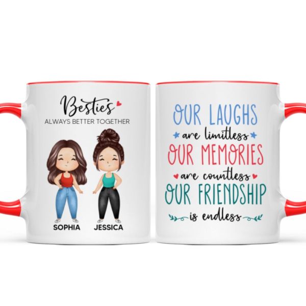 Our Laughs Are Limitless Doll Besties Watercolor Personalized Mug