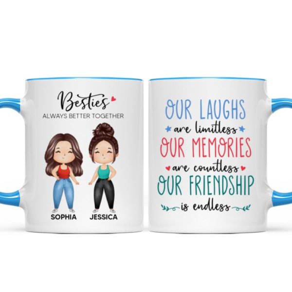 Our Laughs Are Limitless Doll Besties Watercolor Personalized Mug