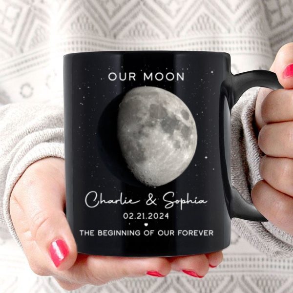 Our Moon Couple Gift Moon Phase Art Anniversary Gift For Him, Gift For Her Wedding Gift Personalized Mug