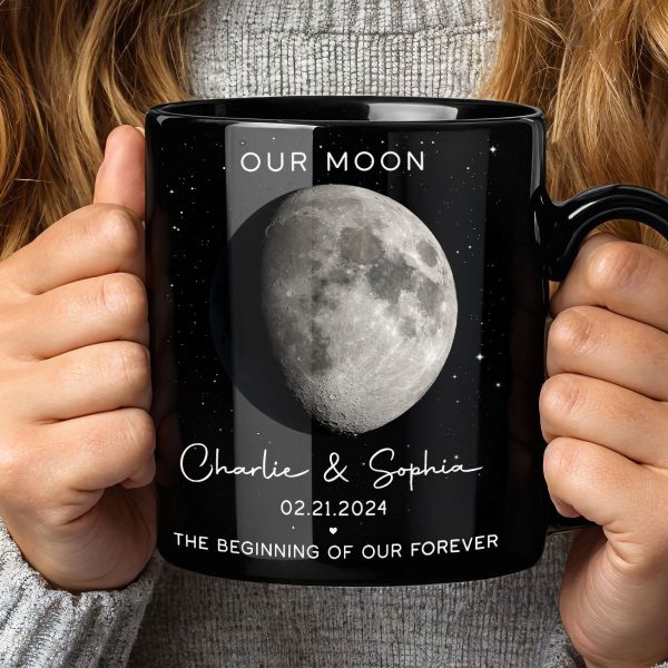 Our Moon Couple Gift Moon Phase Art Anniversary Gift For Him, Gift For Her Wedding Gift Personalized Mug