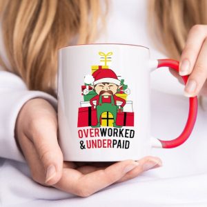 Overworked & Underpaid Elf Christmas - Accent Ceramic Mug