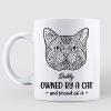 Owned By Cats & Proud Cat Head Outline Personalized Mug Owned By Cats & Proud Cat Head Outline Personalized Mug