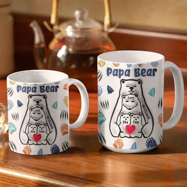 Papa Bear - 3D Inflated Effect Printed Mug, Personalized White Edge-to-Edge Mug Papa Bear - 3D Inflated Effect Printed Mug, Personalized White Edge-to-Edge Mug