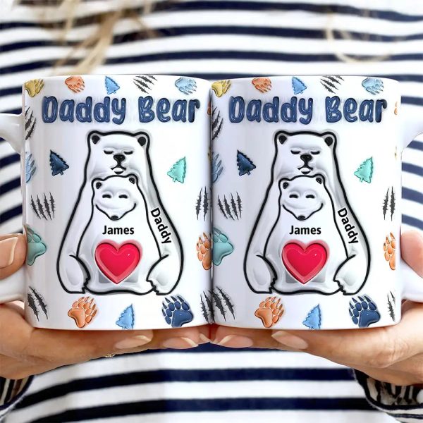 Papa Bear - 3D Inflated Effect Printed Mug, Personalized White Edge-to-Edge Mug Papa Bear - 3D Inflated Effect Printed Mug, Personalized White Edge-to-Edge Mug