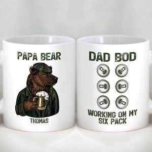 Papa Bear Dad Bod Working On My Six Pack Personalized Custom Family Mug C322