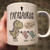 Papasaurus And Kids Cute Style Personalized Mug, Father's Day Gift for Grandpa