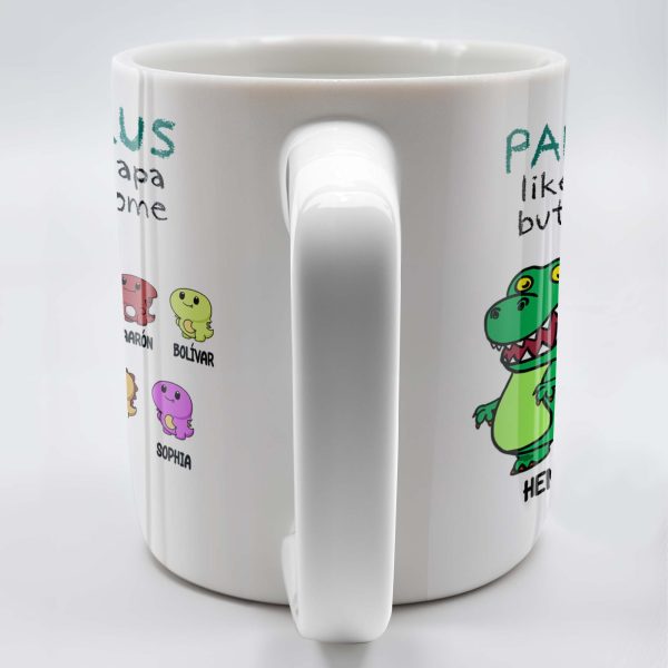 Papasaurus Like A Normal Papa But More Awesome Cute Dinosaur - Personalized Custom Coffee Mug - FAM263_MG