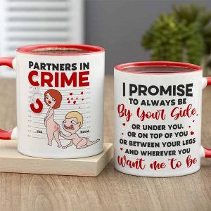 Partners In Crime, Couple Naughty, Personalized Couple Mug Accent Wine Tumbler