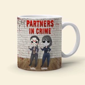 Partners In Crime If I Murdered Someone, Personalized Halloween Bestie Mug