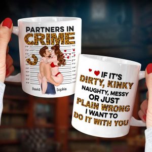Partners In Crime Leopard, Make Love Kissing Couple Personalized Coffee Mug