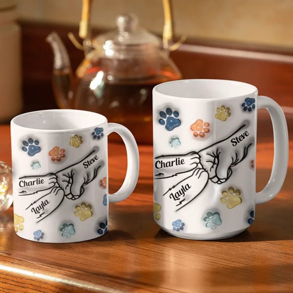 Paws And Human Hand Fist Bump Best Cat Dad Ever - 3D Inflated Effect Printed Mug, Personalized White Edge-to-Edge Mug Paws And Human Hand Fist Bump Best Cat Dad Ever - 3D Inflated Effect Printed Mug, Personalized White Edge-to-Edge Mug