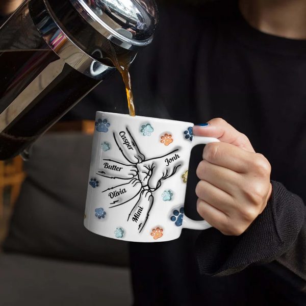 Paws And Human Hand Fist Bump Best Cat Dad Ever - 3D Inflated Effect Printed Mug, Personalized White Edge-to-Edge Mug Paws And Human Hand Fist Bump Best Cat Dad Ever - 3D Inflated Effect Printed Mug, Personalized White Edge-to-Edge Mug