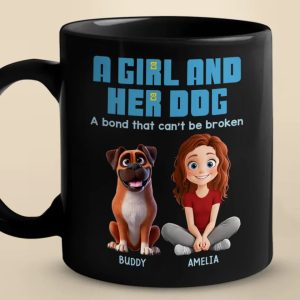 Pawsitively In Love - Dog Personalized Custom Black Mug - Gift For Pet Owners, Pet Lovers