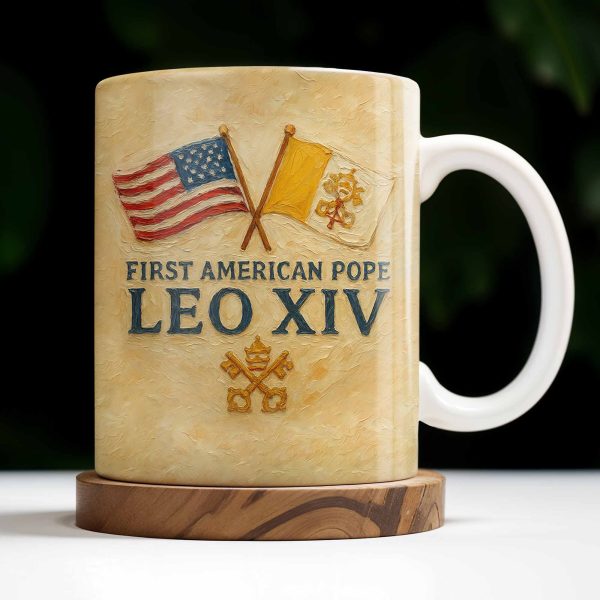 Peace Be With All Of You, American Flag And Papal Symbolism - Personalized Custom Coffee Mug - FTH092_MG Peace Be With All Of You, American Flag And Papal Symbolism - Personalized Custom Coffee Mug - FTH092_MG