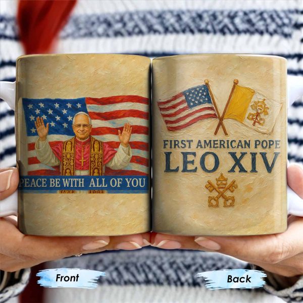 Peace Be With All Of You, American Flag And Papal Symbolism - Personalized Custom Coffee Mug - FTH092_MG Peace Be With All Of You, American Flag And Papal Symbolism - Personalized Custom Coffee Mug - FTH092_MG
