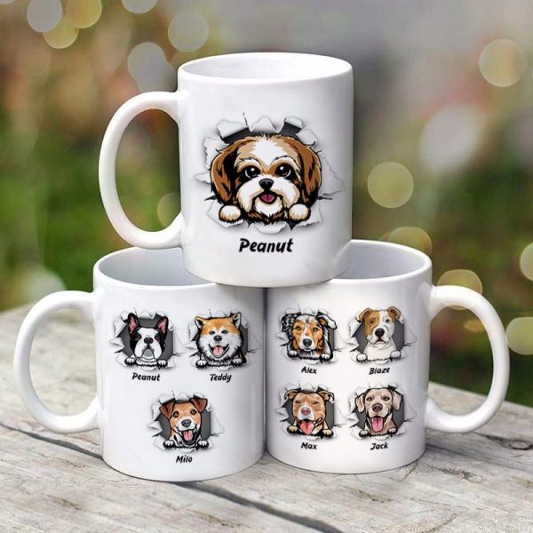 Peeking Dog Ragged Hole Personalized Mug Peeking Dog Ragged Hole Personalized Mug