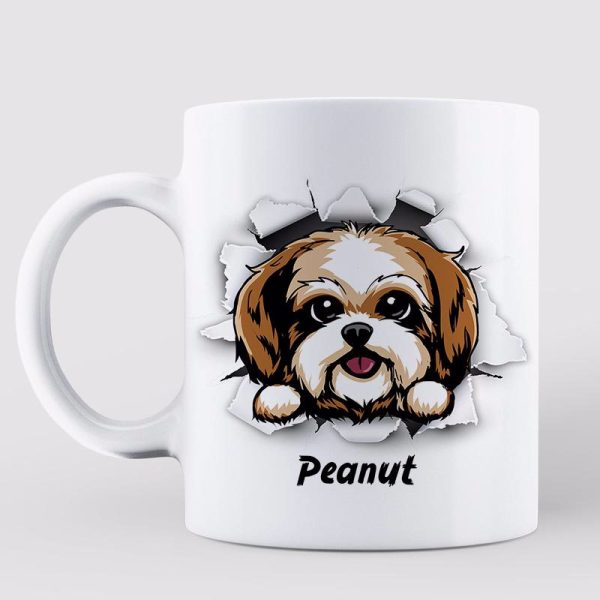 Peeking Dog Ragged Hole Personalized Mug Peeking Dog Ragged Hole Personalized Mug