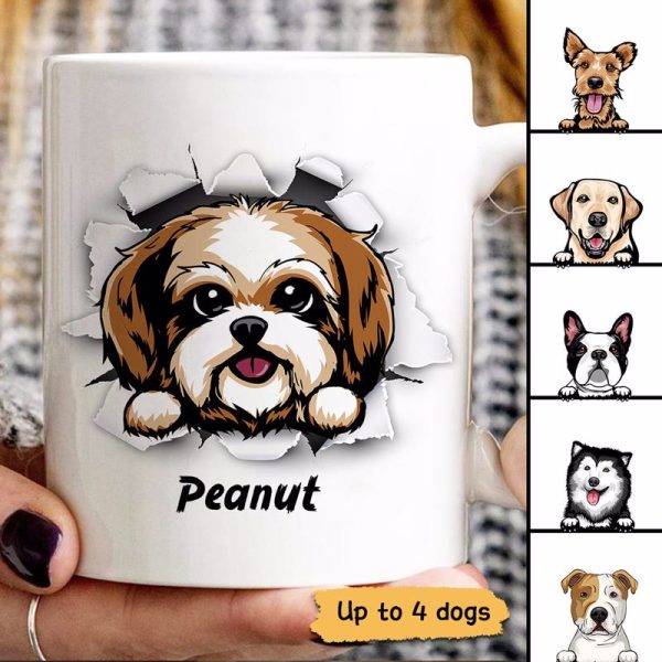 Peeking Dog Ragged Hole Personalized Mug Peeking Dog Ragged Hole Personalized Mug