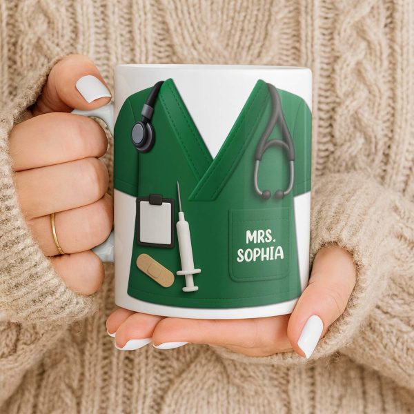 Personalize with Classic Nurse Themes, Stethoscope and Uniform - Personalized Custom Coffee Mug - MOM134_MG