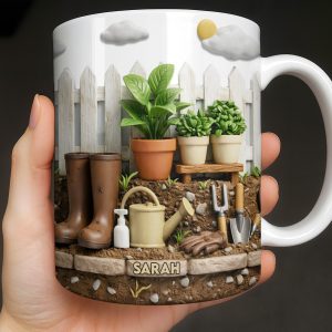 Personalize With Your Name, Plants And Gardening Tools - Personalized Custom Coffee Mug - GAR033_MG