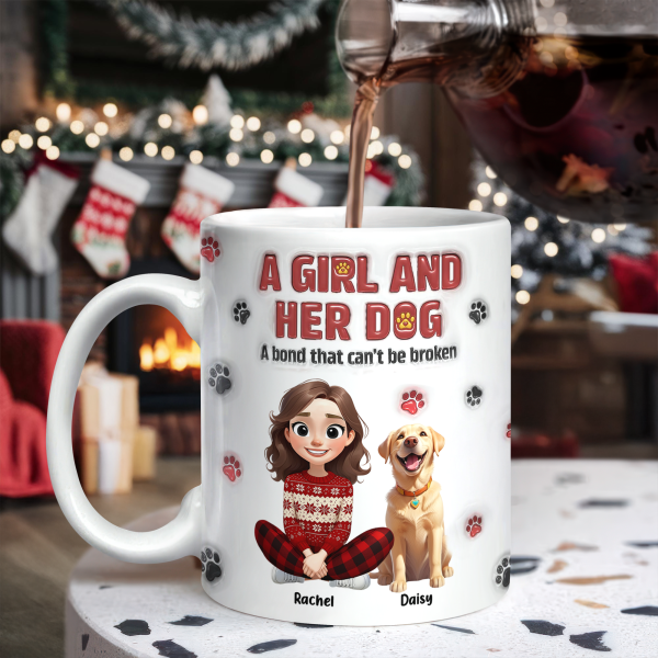 Personalized A Girl And Her Dog Version 3D Inflated Effect Mug HA75 898070 Personalized A Girl And Her Dog Version 3D Inflated Effect Mug HA75 898070
