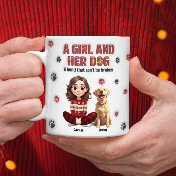 Personalized A Girl And Her Dog Version 3D Inflated Effect Mug HA75 898070 Personalized A Girl And Her Dog Version 3D Inflated Effect Mug HA75 898070