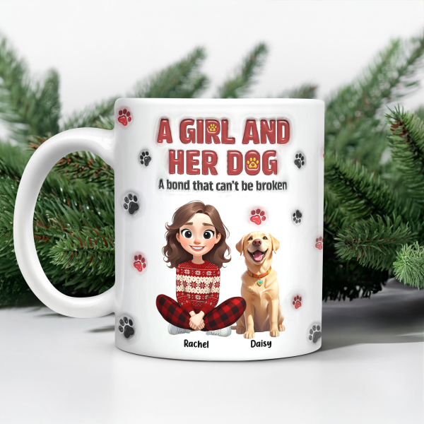 Personalized A Girl And Her Dog Version 3D Inflated Effect Mug HA75 898070 Personalized A Girl And Her Dog Version 3D Inflated Effect Mug HA75 898070
