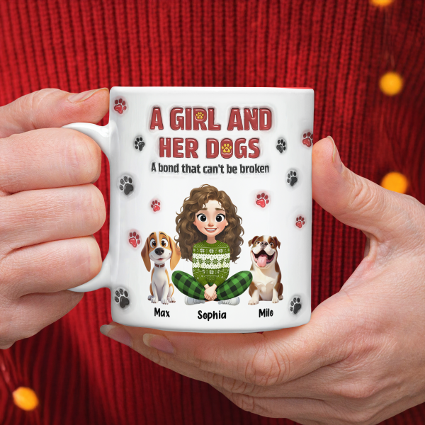 Personalized A Girl And Her Dog Version 3D Inflated Effect Mug HA75 898070 Personalized A Girl And Her Dog Version 3D Inflated Effect Mug HA75 898070