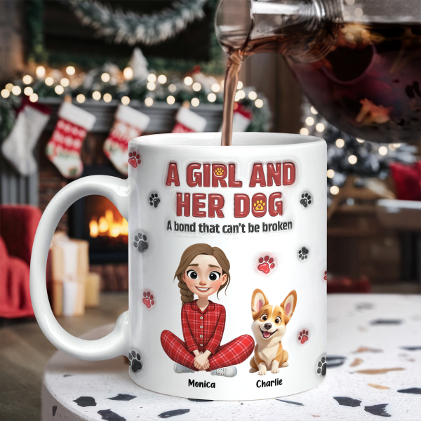 Personalized A Girl And Her Dog Version 3D Inflated Effect Mug HA75 898070 Personalized A Girl And Her Dog Version 3D Inflated Effect Mug HA75 898070