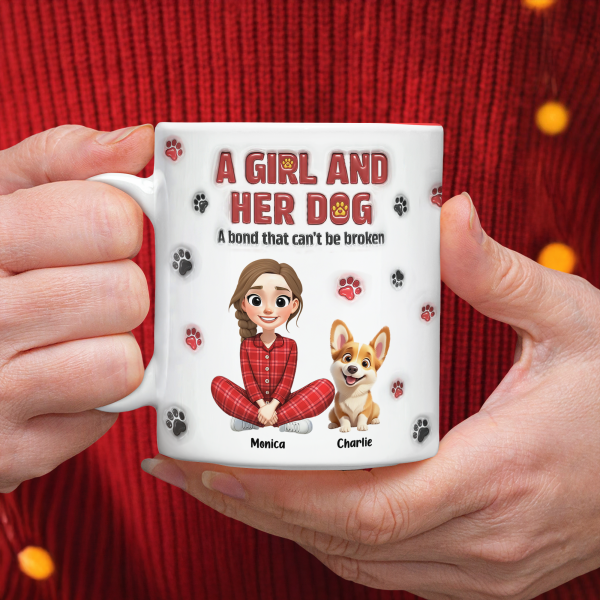 Personalized A Girl And Her Dog Version 3D Inflated Effect Mug HA75 898070 Personalized A Girl And Her Dog Version 3D Inflated Effect Mug HA75 898070