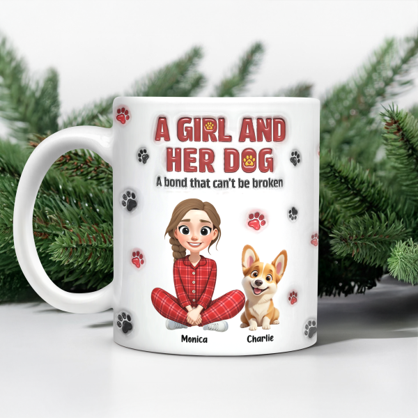 Personalized A Girl And Her Dog Version 3D Inflated Effect Mug HA75 898070 Personalized A Girl And Her Dog Version 3D Inflated Effect Mug HA75 898070