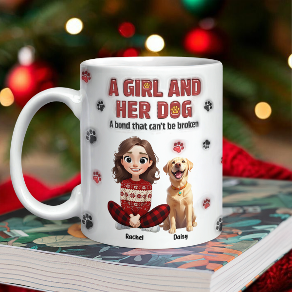 Personalized A Girl And Her Dog Version 3D Inflated Effect Mug HA75 898070 Personalized A Girl And Her Dog Version 3D Inflated Effect Mug HA75 898070