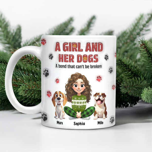 Personalized A Girl And Her Dog Version 3D Inflated Effect Mug HA75 898070 Personalized A Girl And Her Dog Version 3D Inflated Effect Mug HA75 898070