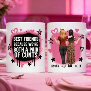 Personalized Best Friends Mug with Bold Funny Quote Custom Characters, Unique Gift for Your Bestie