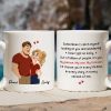 Personalized Couple Quote Ceramic Mug, Hugging Illustration for Morning Coffee, Unique Romantic Gift for Him or Her Personalized Couple Quote Ceramic Mug, Hugging Illustration for Morning Coffee, Unique Romantic Gift for Him or Her