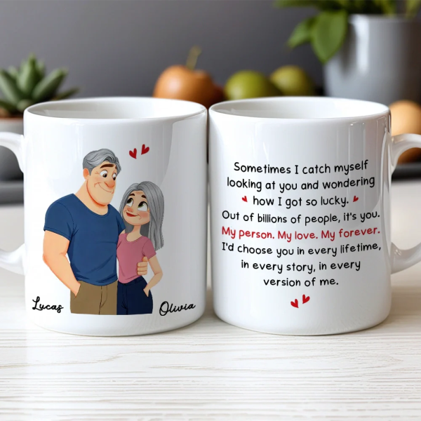 Personalized Couple Quote Ceramic Mug, Hugging Illustration for Morning Coffee, Unique Romantic Gift for Him or Her Personalized Couple Quote Ceramic Mug, Hugging Illustration for Morning Coffee, Unique Romantic Gift for Him or Her