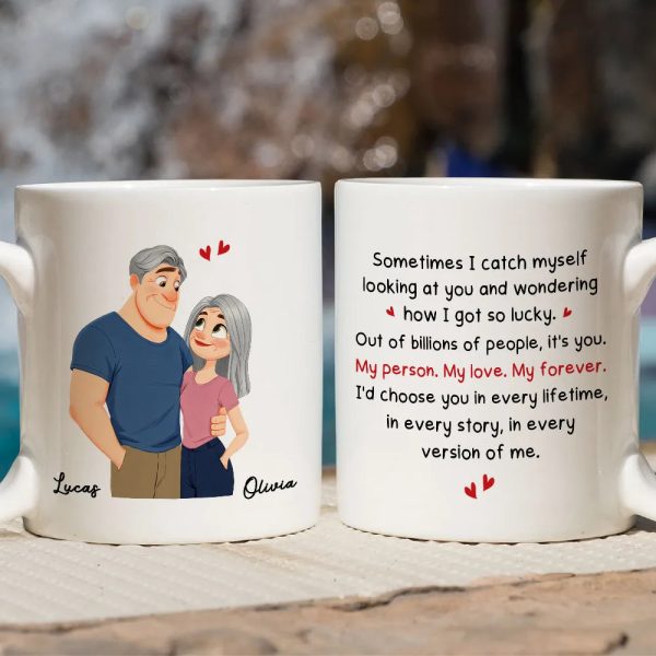 Personalized Couple Quote Ceramic Mug, Hugging Illustration for Morning Coffee, Unique Romantic Gift for Him or Her Personalized Couple Quote Ceramic Mug, Hugging Illustration for Morning Coffee, Unique Romantic Gift for Him or Her