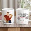 Personalized Couple Quote Ceramic Mug, Hugging Illustration for Morning Coffee, Unique Romantic Gift for Him or Her Personalized Couple Quote Ceramic Mug, Hugging Illustration for Morning Coffee, Unique Romantic Gift for Him or Her