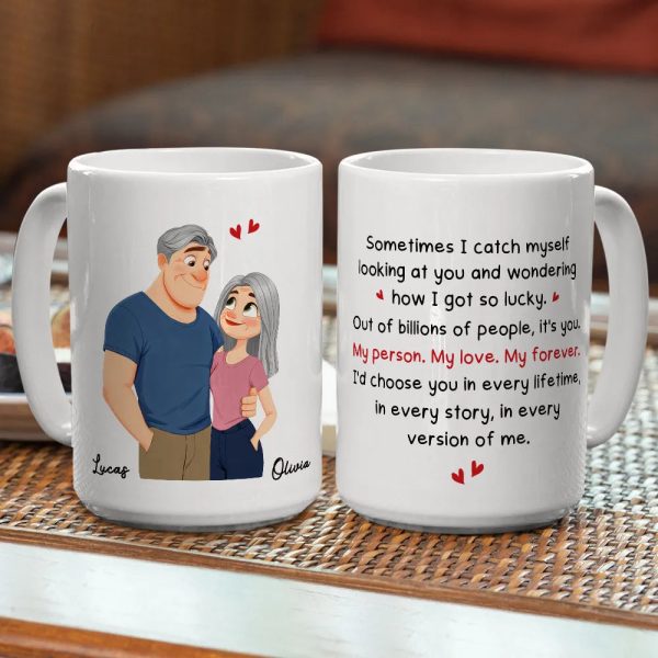 Personalized Couple Quote Ceramic Mug, Hugging Illustration for Morning Coffee, Unique Romantic Gift for Him or Her Personalized Couple Quote Ceramic Mug, Hugging Illustration for Morning Coffee, Unique Romantic Gift for Him or Her