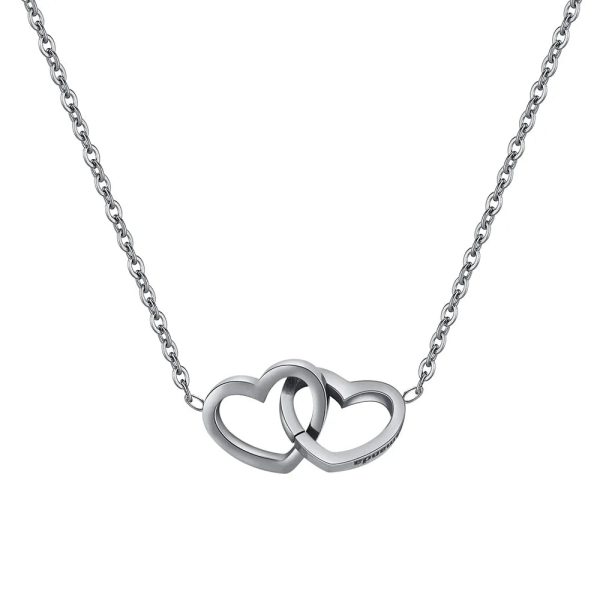 Personalized Double Heart Name Necklace in Stainless Steel Personalized Double Heart Name Necklace in Stainless Steel