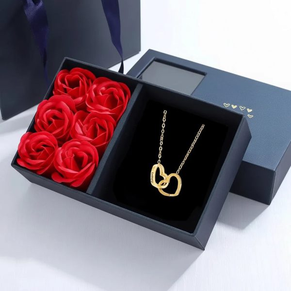 Personalized Double Heart Name Necklace in Stainless Steel Personalized Double Heart Name Necklace in Stainless Steel