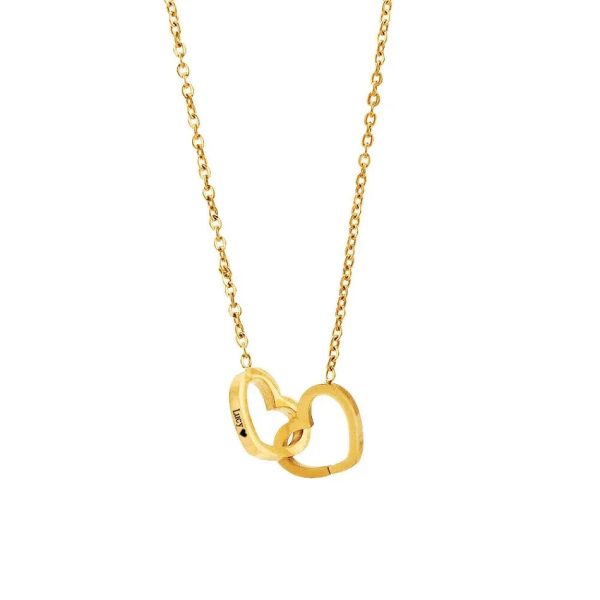 Personalized Double Heart Name Necklace in Stainless Steel Personalized Double Heart Name Necklace in Stainless Steel