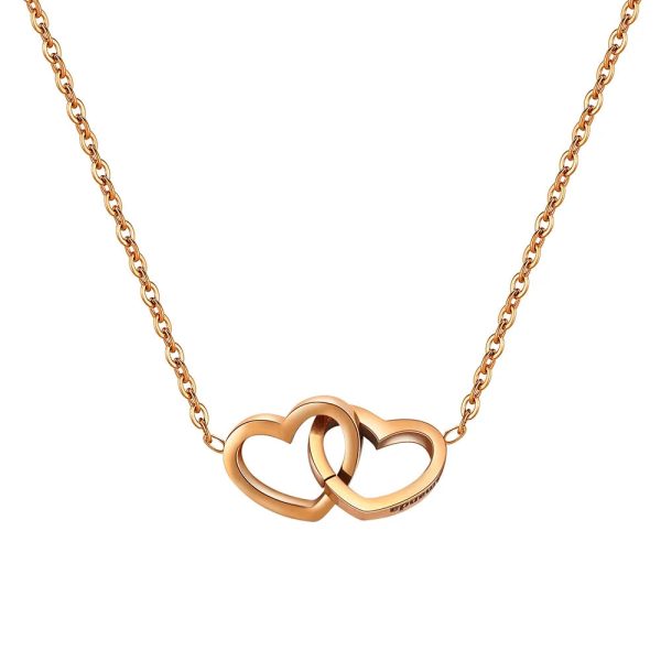 Personalized Double Heart Name Necklace in Stainless Steel Personalized Double Heart Name Necklace in Stainless Steel