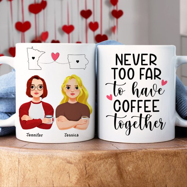 Personalized Gift For Long Distance Relationship White Mug 04TOQN231124PA Personalized Gift For Long Distance Relationship White Mug 04TOQN231124PA