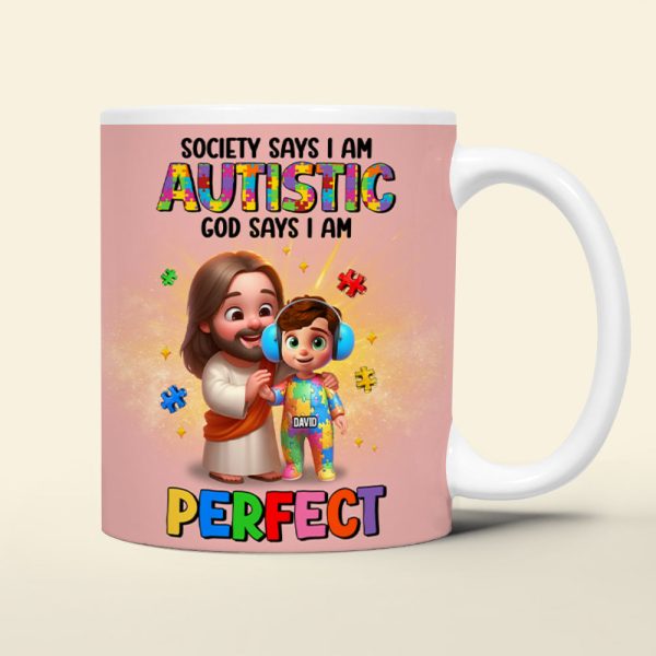 Personalized Gifts For Autism Kid Mug, God Protect Him/ Her In His Arms 01qhtn050325