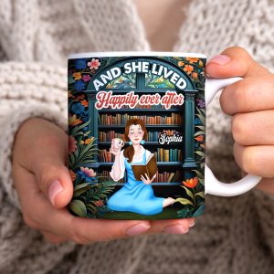 Personalized Gifts For Book Lovers Coffee Mug And She Lived Happily Ever After
