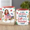 Personalized Gifts For Knitting Lover Accent Mug Women Sitting Knitting With Dog 04XQPU010824HH