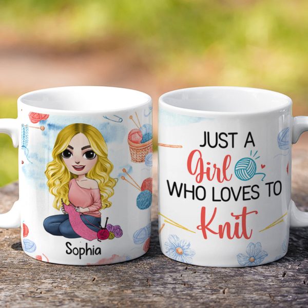 Personalized Gifts For Knitting Lover Coffee Mug 04hudc290724hh Beautiful Girl Knitting At Home