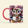 Personalized Gifts For Penguin Lovers, Red Accent Mug 3D Xmas Penguins 04HUTI200824 Personalized Gifts For Penguin Lovers, Red Accent Mug 3D Xmas Penguins 04HUTI200824